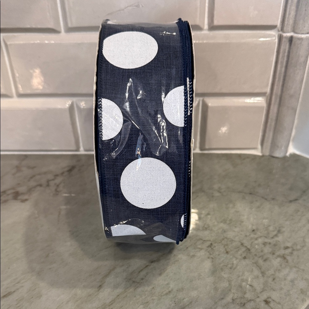 Navy Blue Polka Dot Ribbon